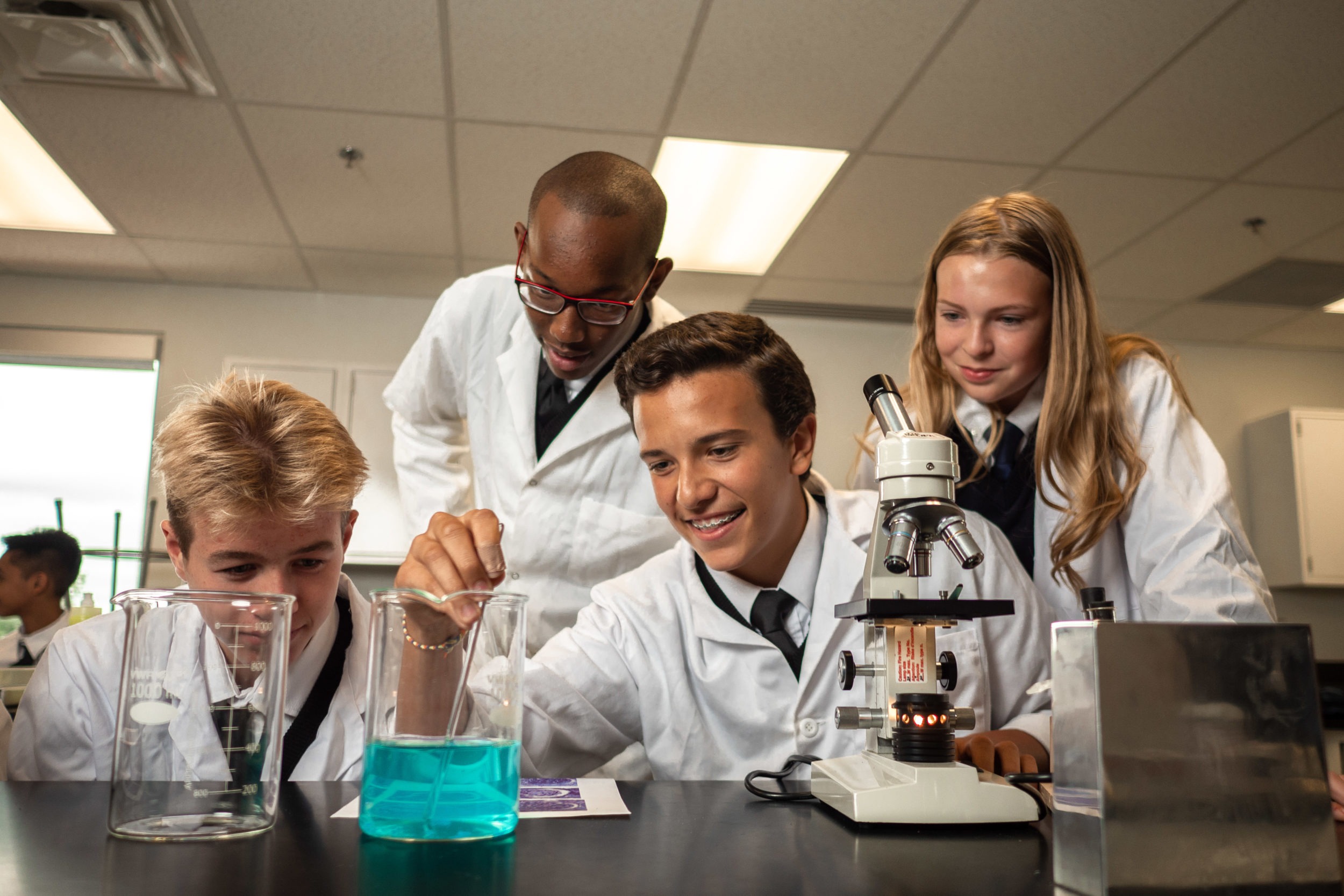 Newton's Grove School science class