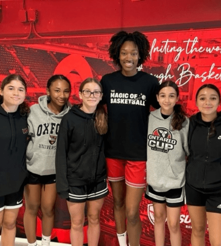 Professional Canadian Basketball superstar Kayla Alexander at the all-girls basketball camp hosted at Newton's Grove school