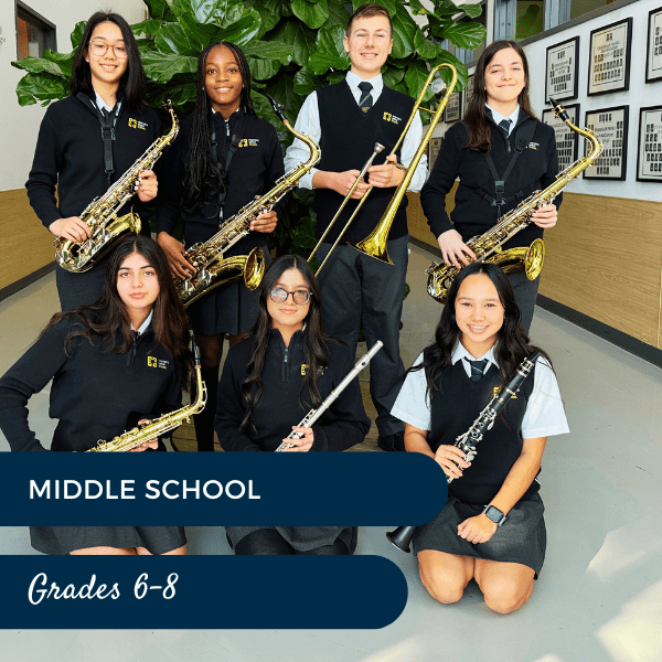 Students in band middle school program